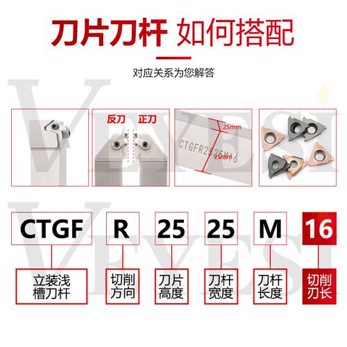 数控切槽刀杆 外圆浅槽刀CTGFR KTGFR1616h16 2020k16 卡簧槽抗震