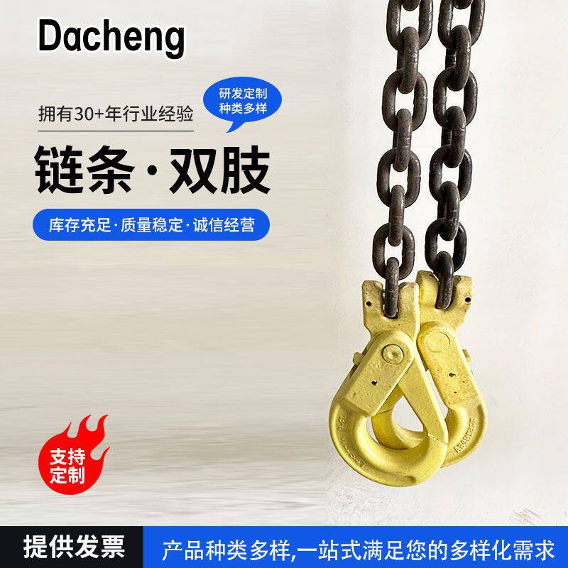 起重链条组合索具 双肢吊具链条可调长短连接环双环扣钩子
