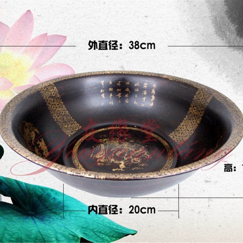 仿古手工铜盆 纯铜脸盆 足盆 足浴盆 婚庆盆 复古加厚按摩泡脚盆
