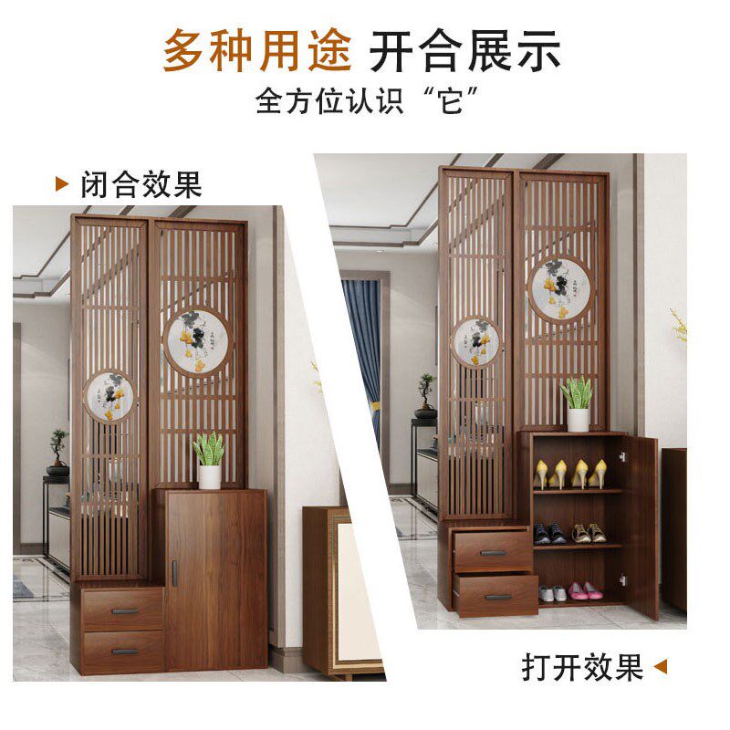 新中式进门口玄关柜组合隔断客厅鞋柜双面间厅入户一体鞋柜屏风柜