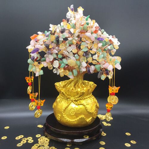 黄水晶摇钱树发财树招财摆件家居客厅电视酒柜装饰品乔迁开业礼品
