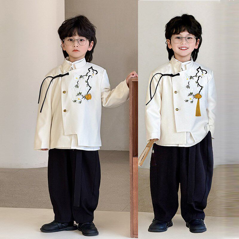 男童西装套装休闲儿童汉服国风新中式礼服复古洋气时尚表演出唐装