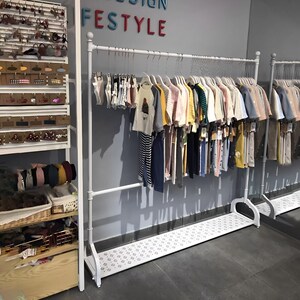 双层服装店衣架展示架落地式高度可调节升降挂衣架男女装店衣服架