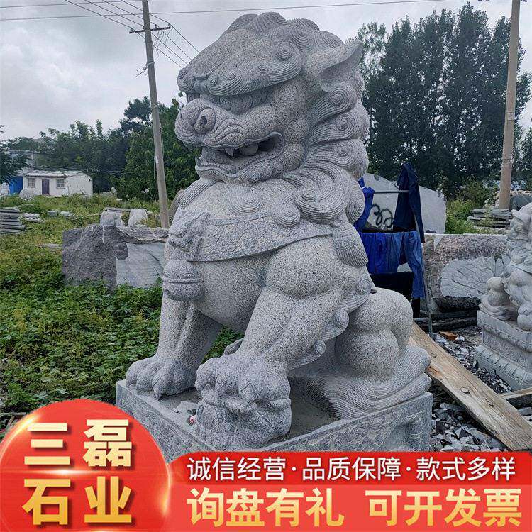 石雕汉白玉石狮子一对石材庭院酒店门口摆件家用石雕狮子户外石雕