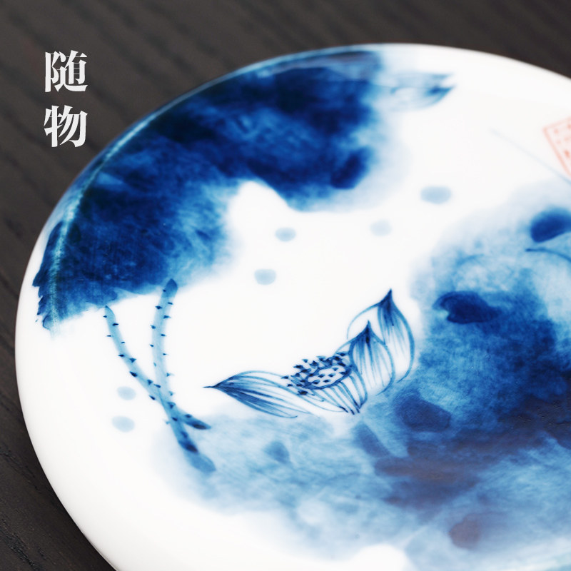 景德镇手绘青花瓷盖置紫砂壶盖子盖碗茶托陶瓷功夫茶具配件茶杯垫