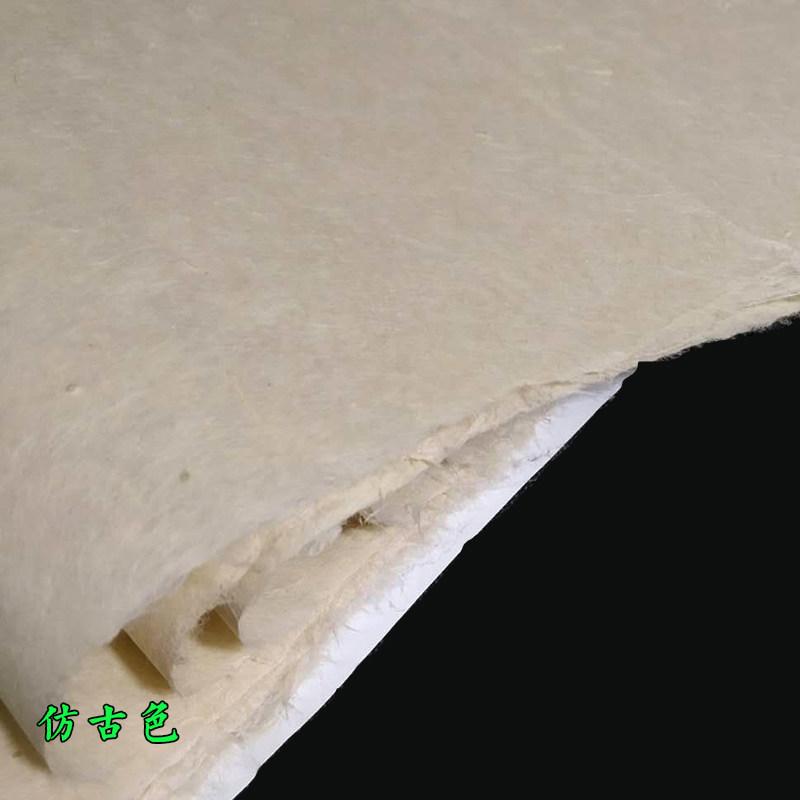 楮皮纸纯手工精制老年陈纸半生熟书法山水国画创作专用纤维古宣纸
