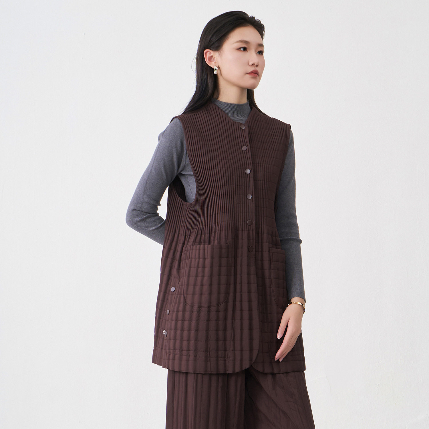 年棉马甲女款高端女外穿保暖宽松时尚百搭背心棉服褶皱外套冬