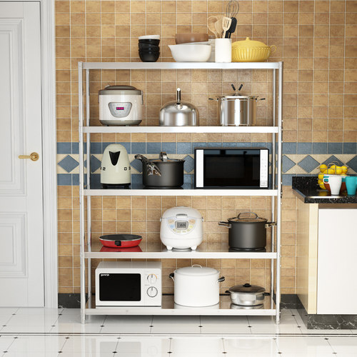 厨房置物架落地收纳架多层储物架五层架子家用杂物整理货架不锈钢