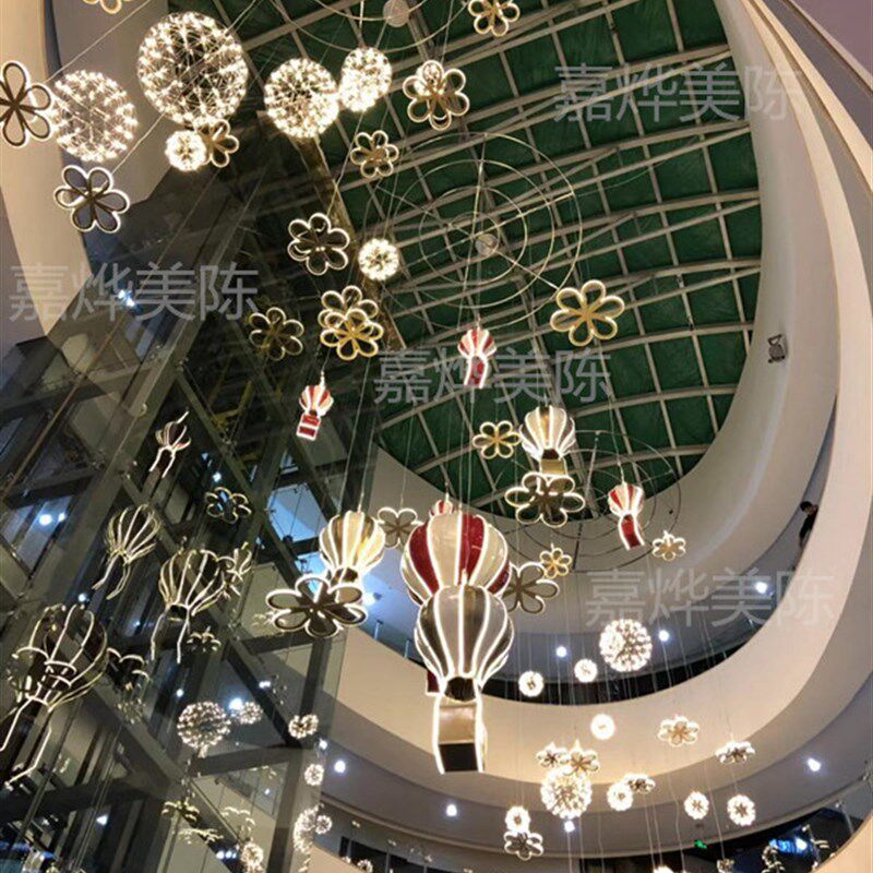 专业美陈定制 商场中庭吊饰 购物中心天井装饰 led亮化气氛装饰
