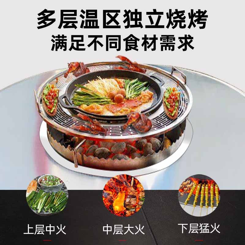 定做户外多功能不锈钢折叠桌商用木炭西昌火盆烧烤桌子竹签烤肉桌