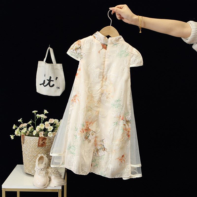 女童夏装旗袍裙2024新款女宝宝中国风唐装连衣裙儿童汉服公主裙子
