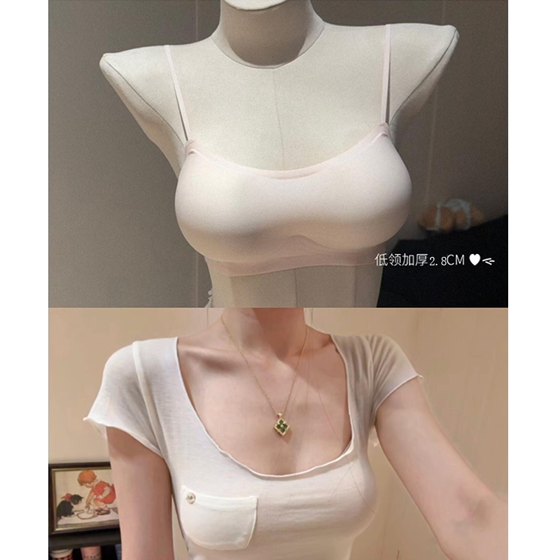 圆圆胸！外扩女王隐形又Sexy小胸显大女细肩带低领口隐形内衣
