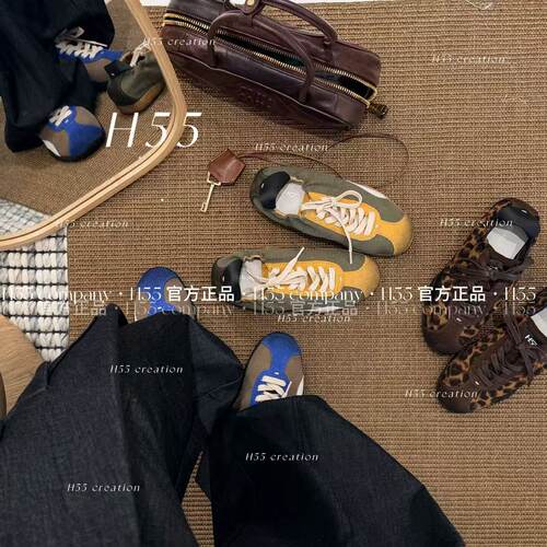 H55女鞋新款透气系带撞色百搭款橡胶防滑软底增高显脚瘦运动鞋