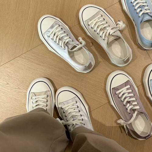 H55女鞋夏季新款缎面感休闲简约时尚潮鞋经典百搭韩系舒适板鞋