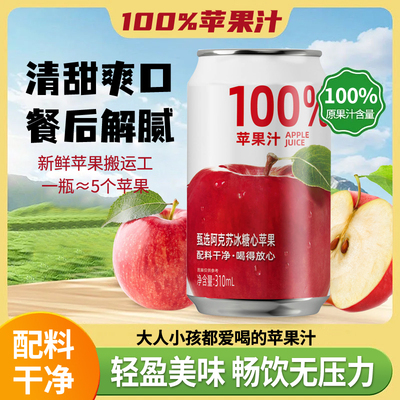 100%愉果先生苹果汁310ml*8罐