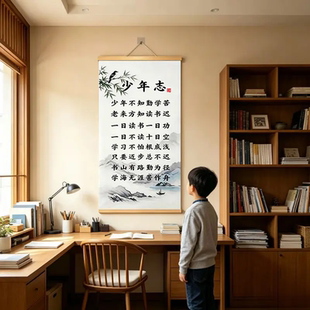 少年志书法字画家风家训挂画挂图不知勤学苦书法励志书房办公室画