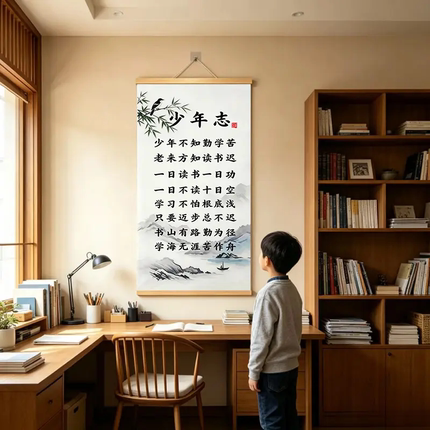 少年志书法字画家风家训家规挂画劝学挂图不知勤学苦书法励志书房