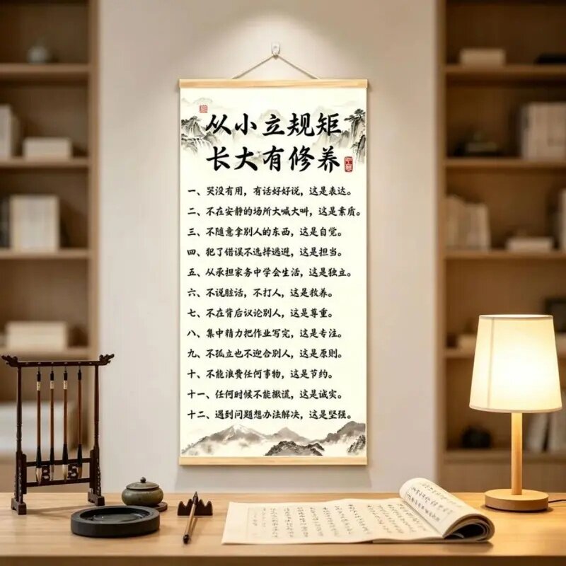家训家规挂图从小立规矩挂画励志书法字画墙画办公室装饰玄关书房