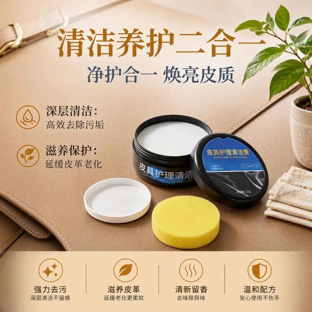皮具护理清洁膏真皮沙发皮鞋汽车座椅内饰免水洗养护二合一THALO