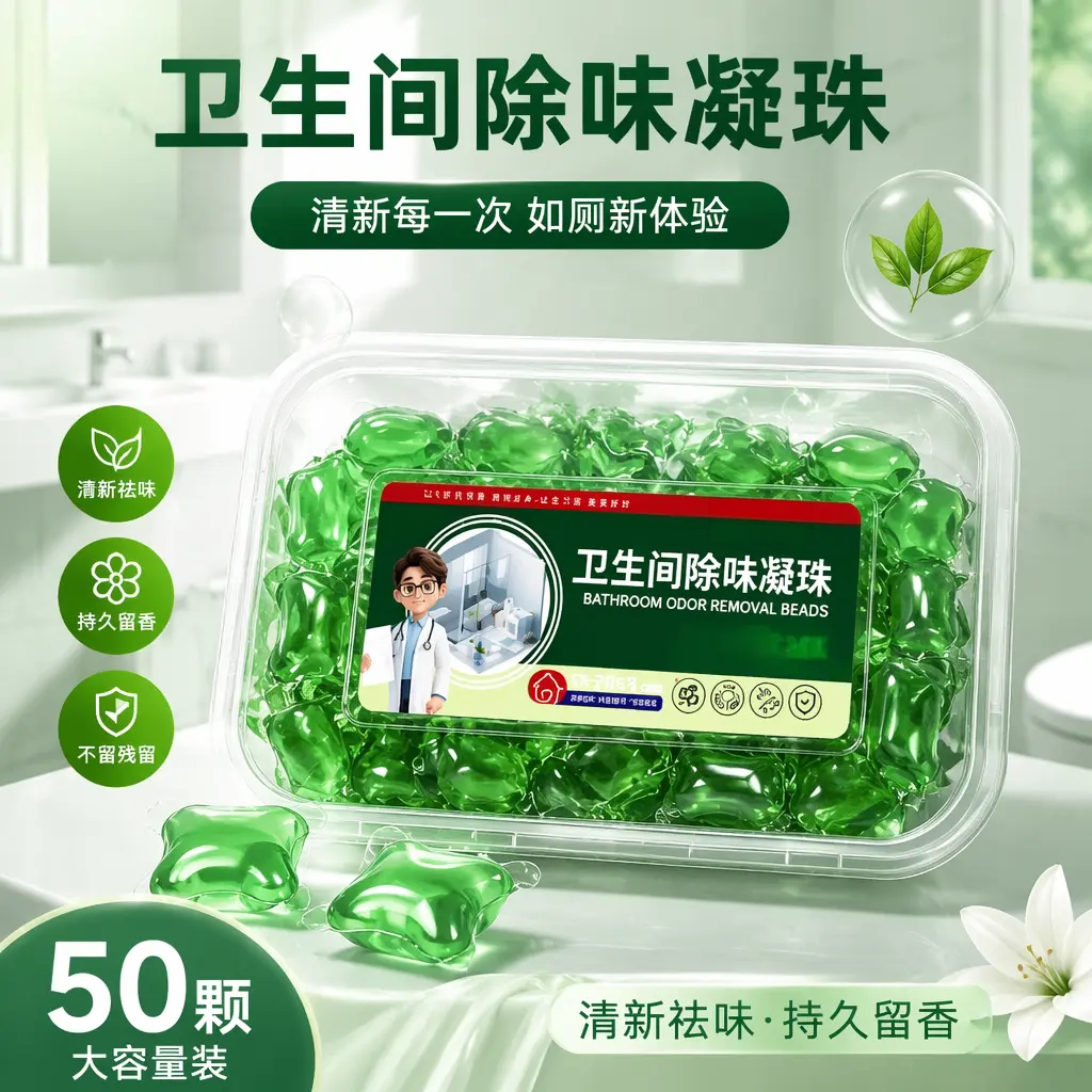 卫生间除味凝珠家用马桶管道地漏清洁留香珠厕所祛味香氛凝飞洁士