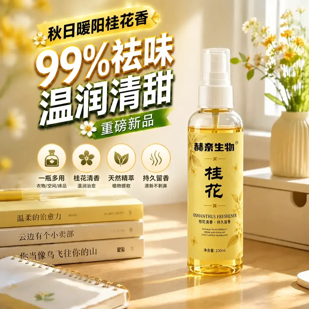 赫奈生物桂花香氛喷雾家用卧室卫生间除臭芳香空气清新剂晨露桂花