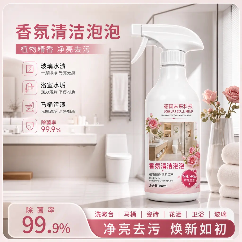 德国未来科技香氛清洁泡泡家用浴室玻璃去除水渍马桶污垢清洁剂