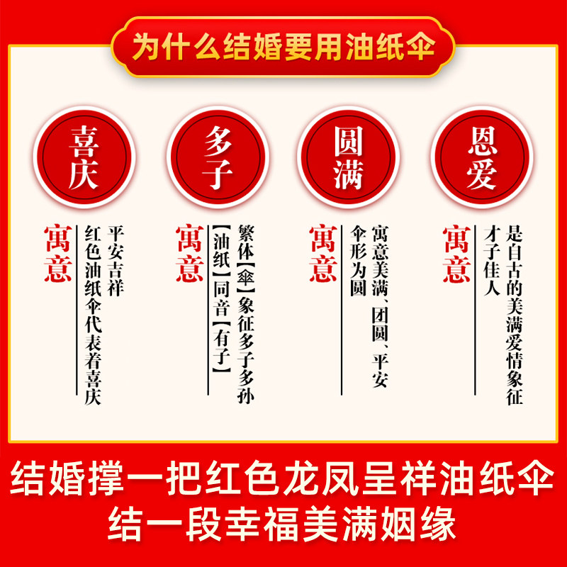 毕六福油纸伞古风传统纯手工伞实用桐油伞红色结婚红伞婚庆防雨伞