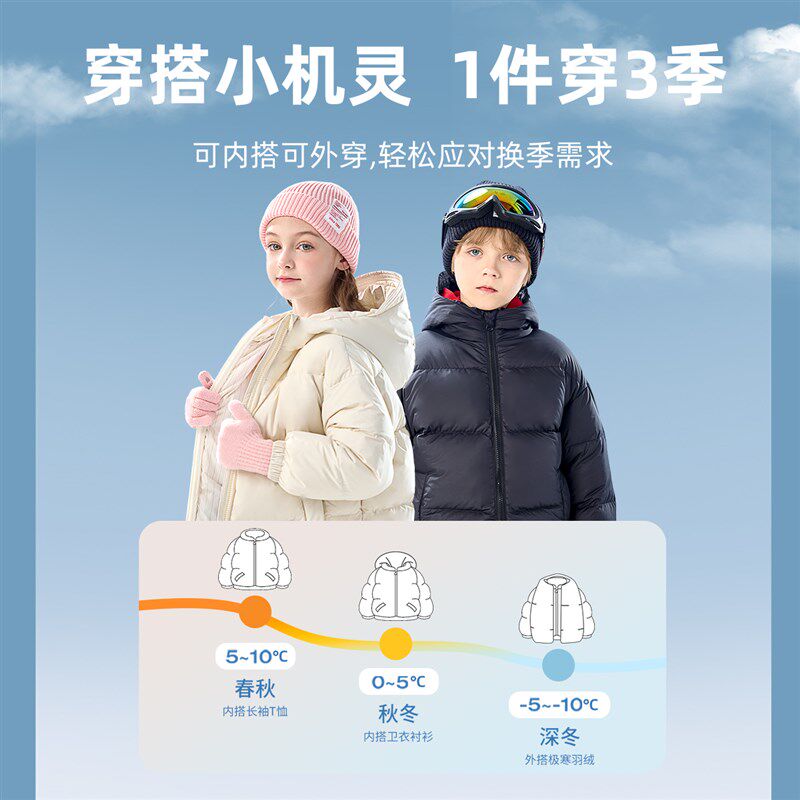 棉致童装女童羽绒服轻薄2023新款冬季女大童棉服外套秋冬儿童冬装