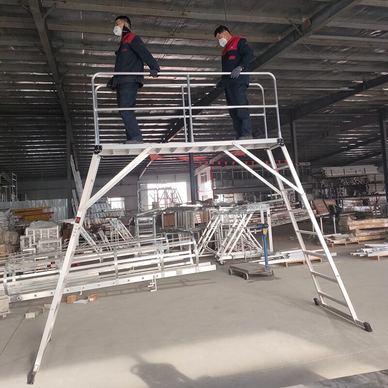 定制铝合金功夫马凳脚手架安全围栏梯折叠梯工作梯子扶手梯平台梯