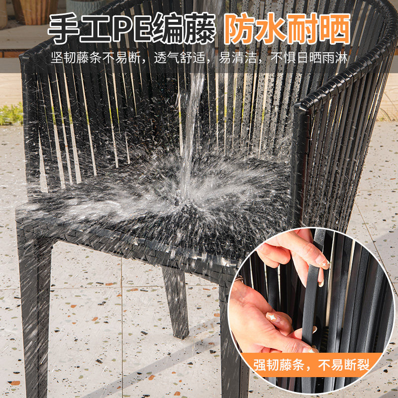 莫家室外桌椅户外奶茶店防潮木家具庭院花园阳台别墅休闲塑木桌椅