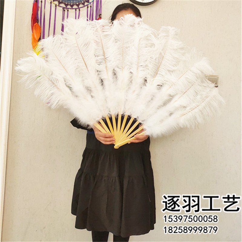 定制中号鸵鸟羽毛扇肚皮舞蹈酒吧表演演唱会道具羽毛绒大扇子包邮