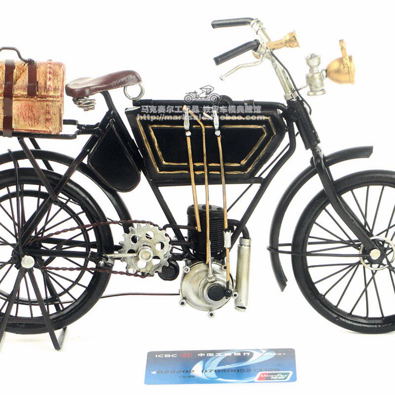 复古铁艺装饰工艺品1903年阿德勒摩托车收藏精细版纯手工生日礼物