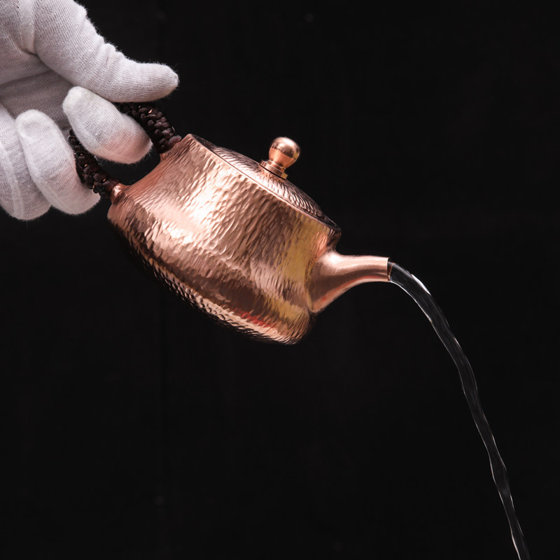 铜壶烧水家用纯紫铜茶壶手工复古测把铜壶电陶炉红铜壶沏泡铜茶壶