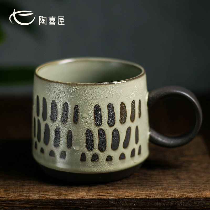 陶喜屋日式高级感高颜值早餐杯带盖勺燕麦牛奶微波炉加热陶瓷杯子