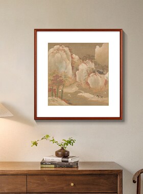 名家山水斗方装饰画中式风景国画客厅沙发背景墙书房茶室玄关挂画