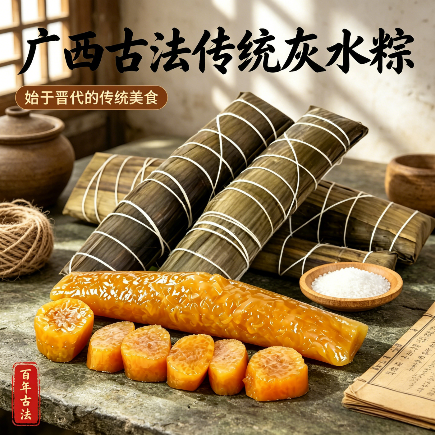 广西特产正宗碱水粽长条手工草木灰素粽枧水低脂代餐现做软糯凉粽