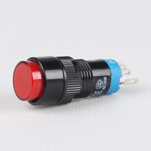 按钮开关LA128-L12A  圆头带灯自复自锁 5脚 开孔12mm 12/24/220V