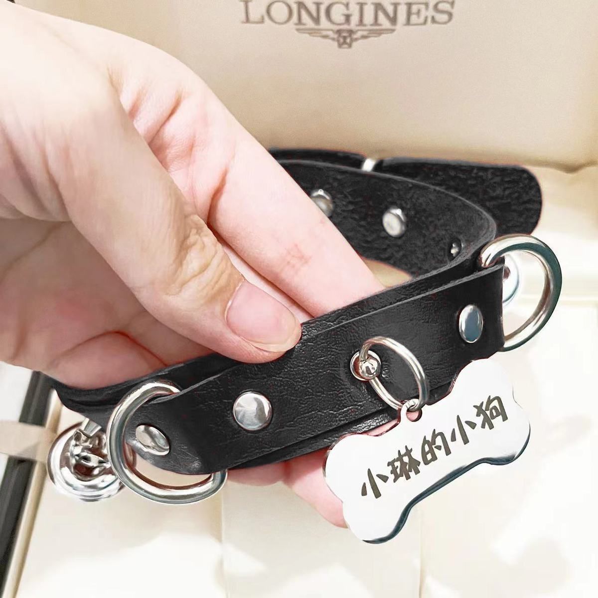 choker狗牌项圈定制刻字铃铛小狗锁骨链项链颈圈牵引绳礼物