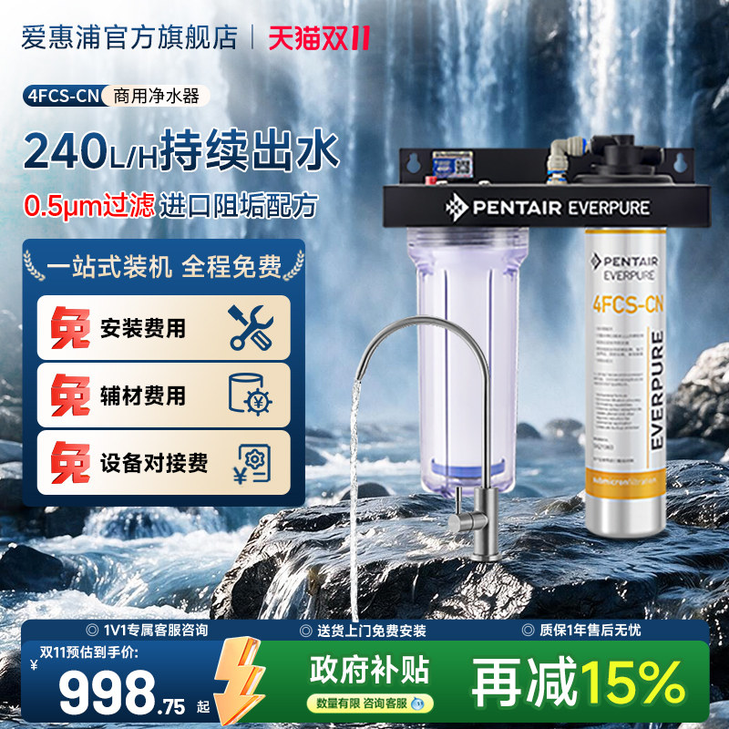 爱惠浦净水器商用餐饮酒店食堂240L/H流量自来水净水设备4FCS-CN