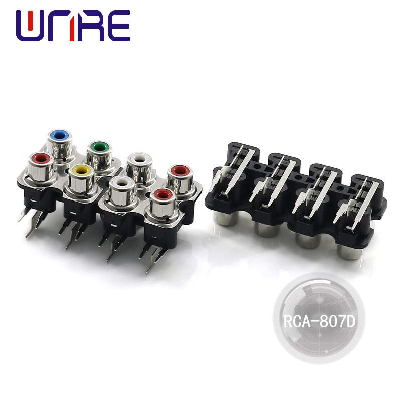 RCA-808AV插座红白双色8孔RCA莲花插座音频接口母座音响插头器