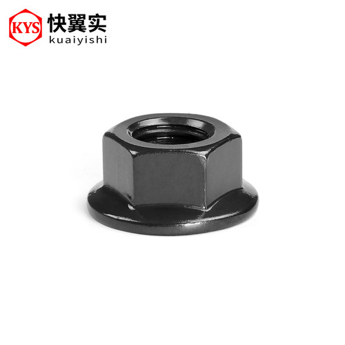 10级高强度六角法兰面螺母GB6177 M6-14M20 黑色细牙平底光面螺帽