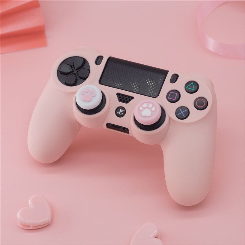 索尼PS4手柄保护套硅胶套p4游戏手柄防摔防滑硅胶套粉色送猫爪帽