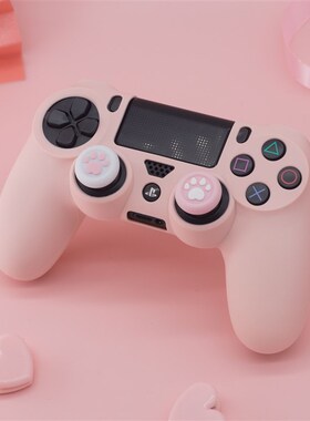 索尼PS4手柄保护套硅胶套p4游戏手柄防摔防滑硅胶套粉色送猫爪帽