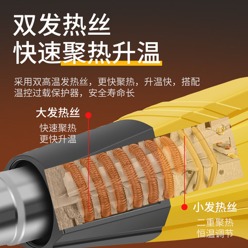 数显热风枪小型汽车贴膜便携塑料烘枪大功率工业热缩膜吹风机烤枪