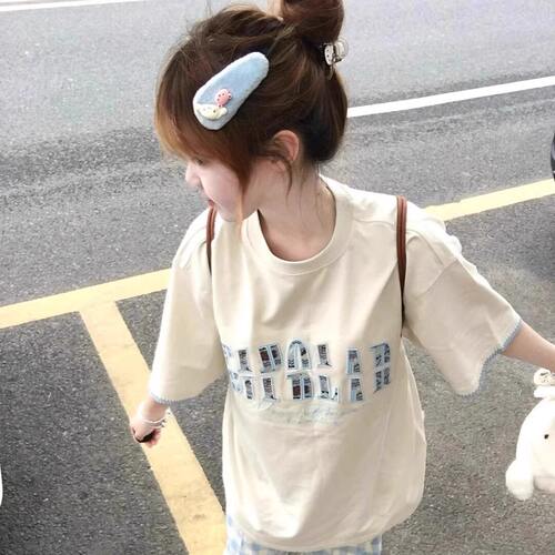 国潮复古刺绣短袖T恤女夏季新款