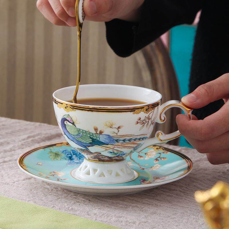 国风轻奢咖啡杯碟带勺小奢华下午红茶杯情侣套装简约创意高档礼品