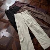 新贵奢华 全包边内里 Oclin70%高定亚麻A字西裤 立体打褶剪裁