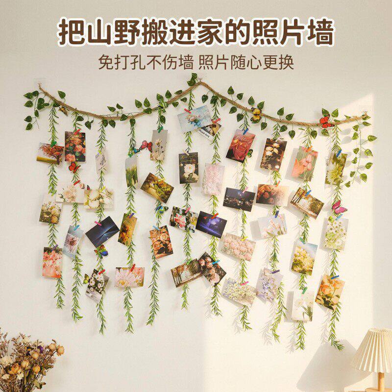 照片墙装饰创意仿真藤蔓挂饰小清新简约百搭多功能墙面装饰免打孔
