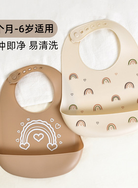 宝宝吃饭围兜防水硅胶辅食饭兜超软婴儿便携儿童围嘴防脏神器16