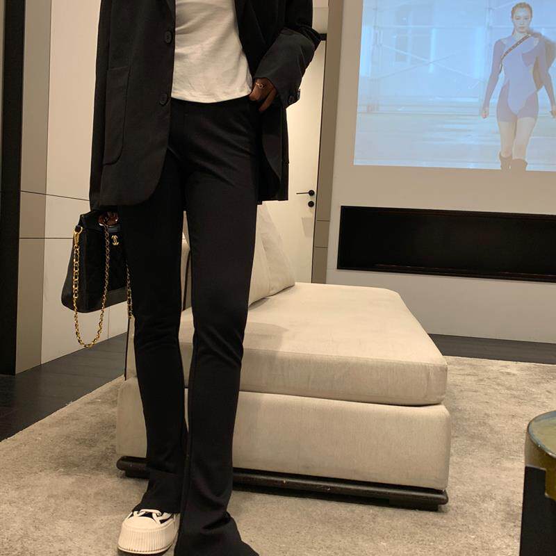 显瘦天花板黑色马蹄裤西装阔腿直筒微喇叭裤修身长裤女25新款春秋
